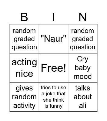 Mrs Maram Bingo Card