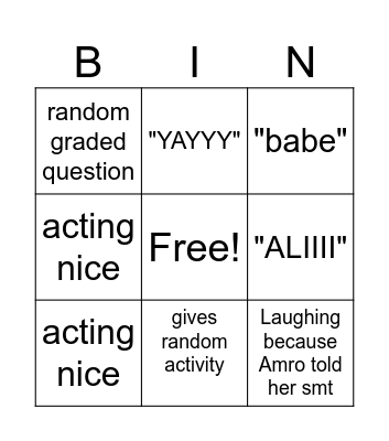 Mrs Maram Bingo Card