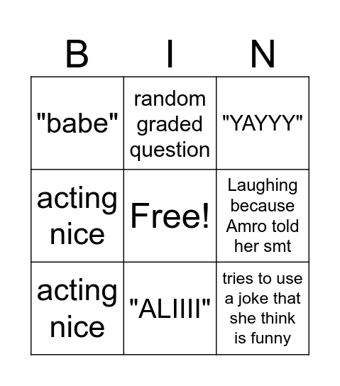 Mrs Maram Bingo Card