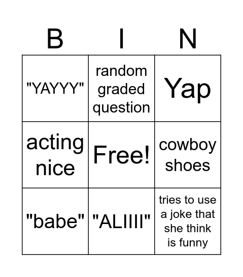 Mrs Maram Bingo Card