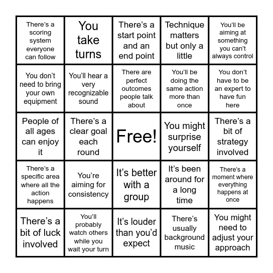 Guess the Venue Bingo Card