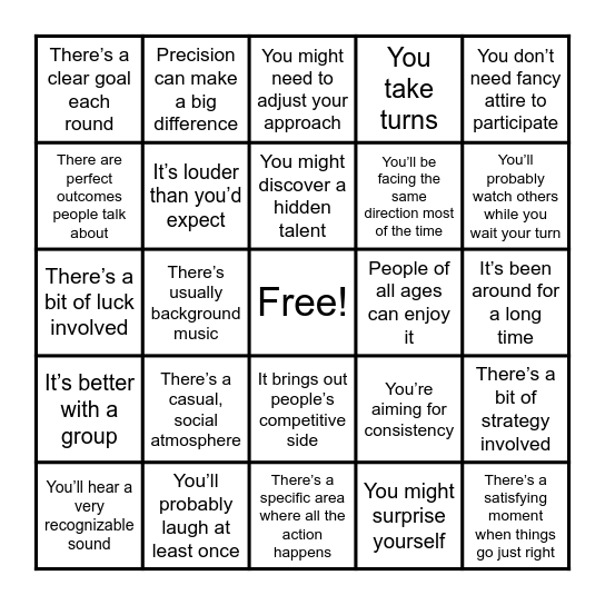 Guess the Venue Bingo Card