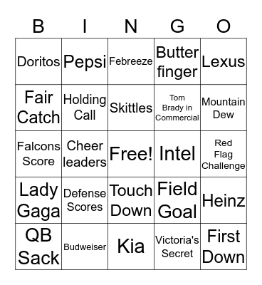 Super Bowl 2017 Bingo Card