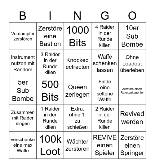 WARZONE BINGO Card