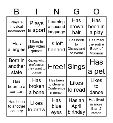 Mingle Bingo Card