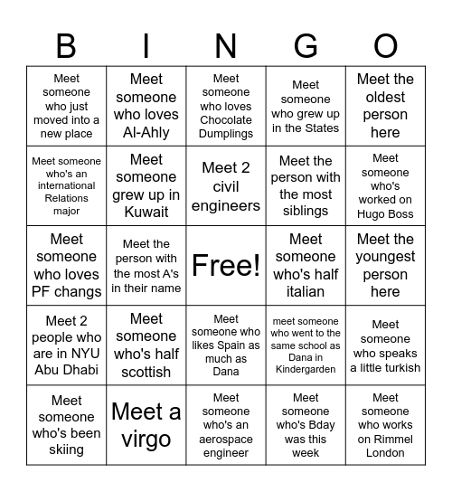 Human Bingo Card