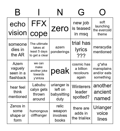 7.5x BINGOOOOOOOOOOOOOO Bingo Card