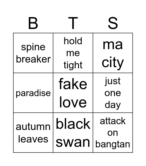 BTS chile 2026 Bingo Card