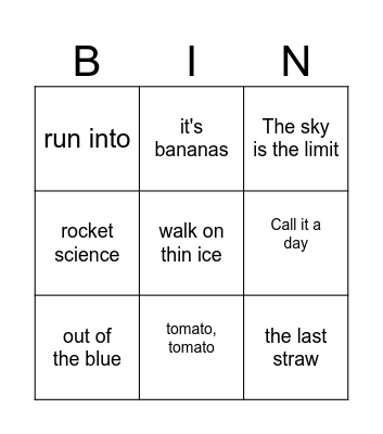EXPRESSION Bingo Card