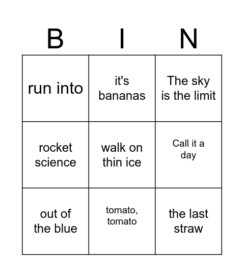 EXPRESSION Bingo Card