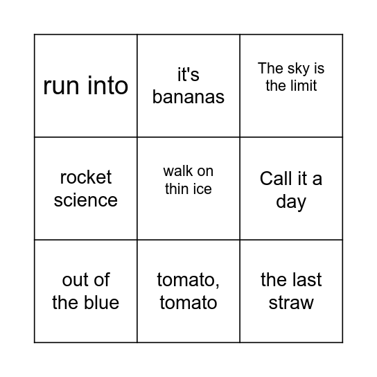 EXPRESSION BINGO Card