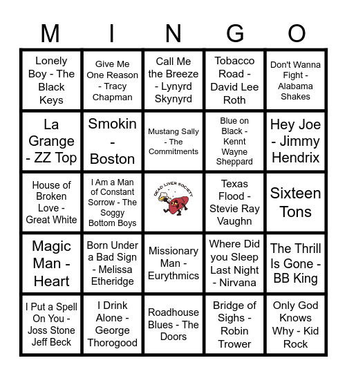 Blues Rock! Bingo Card