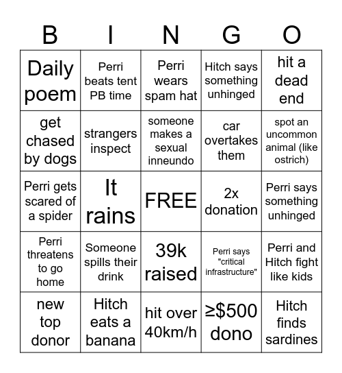Random Tandem - Day 23 Bingo Card