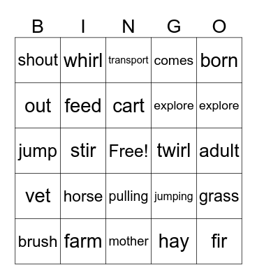 Horses Bingo Card