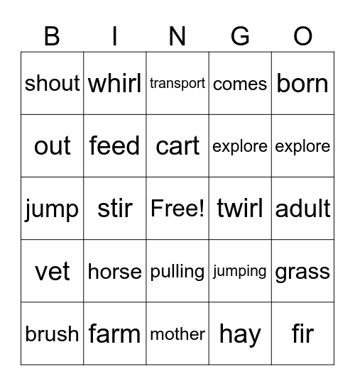 Horses Bingo Card