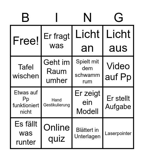 Neffe Bingo Card