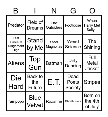 80s Trivia Bingo Card