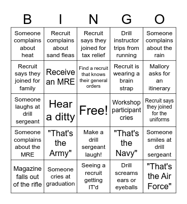 Marine Corps EWS! Bingo Card