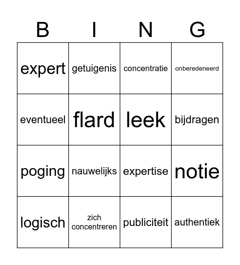 Schooltaalwoorden deel 5 Bingo Card