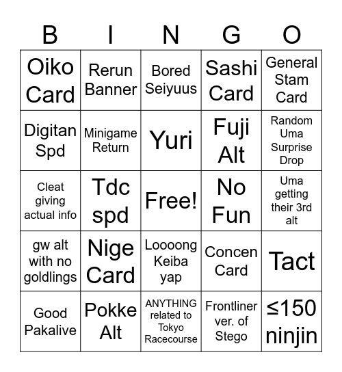 pakalive Bingo Card