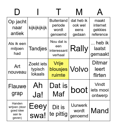 Ditmar Bingo Card