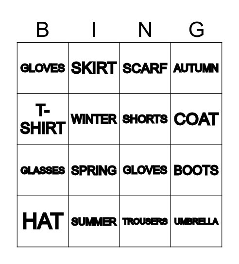 WEATHER - BINGO Card