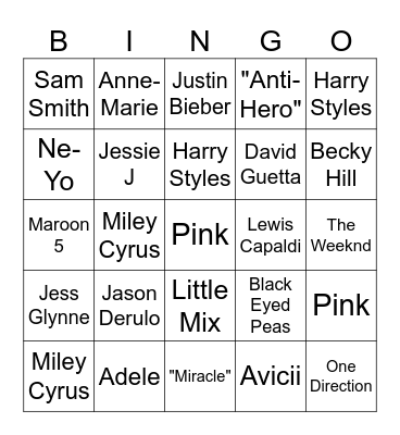 Heart Radio Bingo Card
