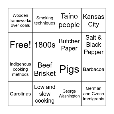 Texas BBQ Facts Bingo Card