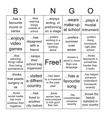 find someone who.... Bingo Card