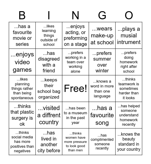 find someone who.... Bingo Card