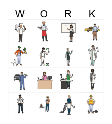 Jobs / Occupations Bingo Card