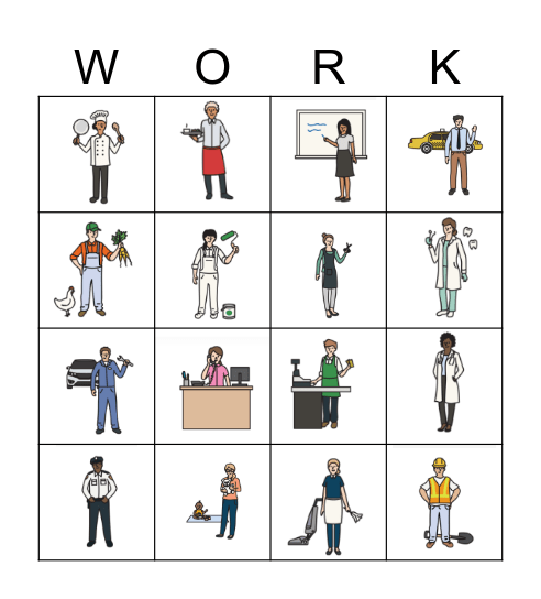 Jobs / Occupations Bingo Card