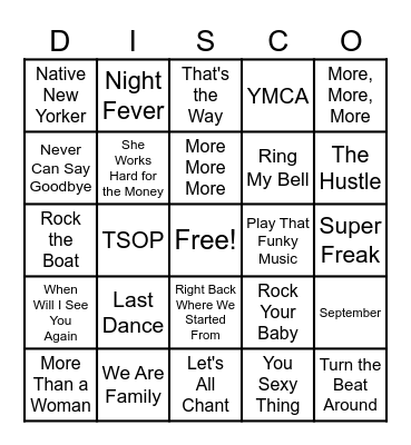 Disco Bingo Game 2 Bingo Card