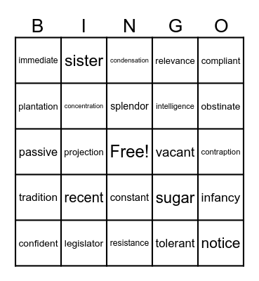 Megawords Review Bingo Card