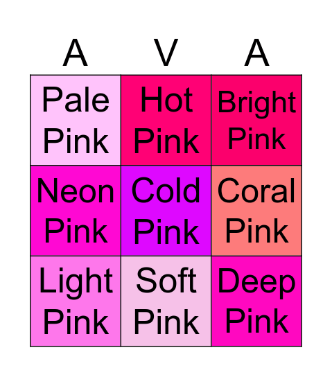 Ava Pink Cairns & Bingo Card