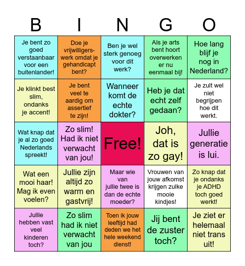 Microagressie Bingo Card