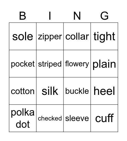 Unit 6 Link it 6 Vocabulary Bingo Card