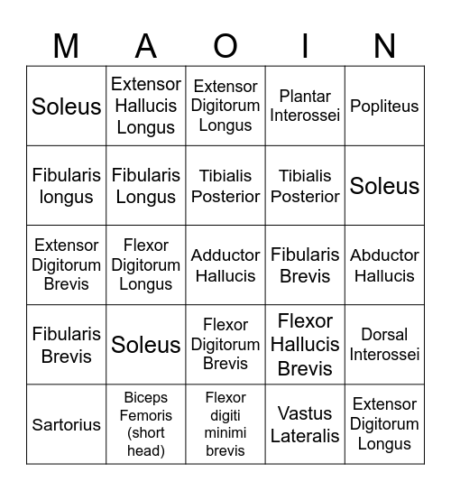 ATR 335 Bingo Card