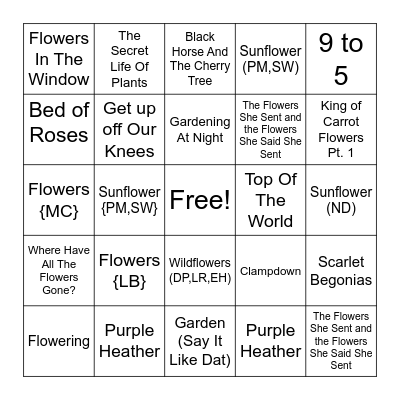 May Day/flowers/Children's Book Week Bingo Card
