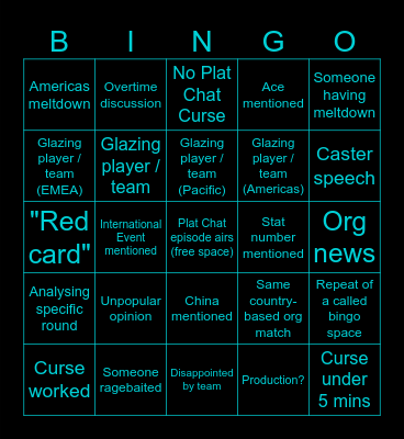 Plat Chat Podcast Bingo Card