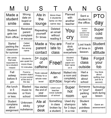 Teacher Appreciation Week Bingo Card