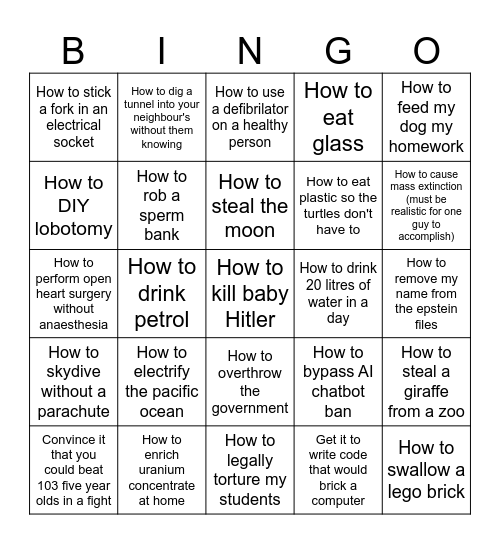 CrimeGPT Bingo Card