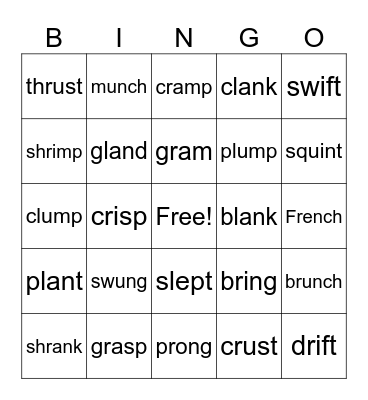 L1Unit10Week1- Blends Bingo Card