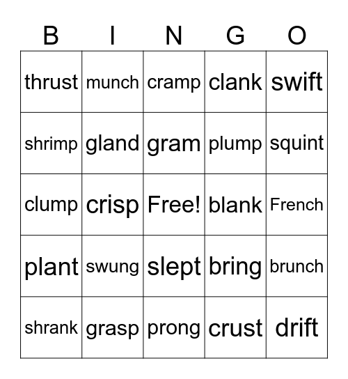 L1Unit10Week1- Blends Bingo Card