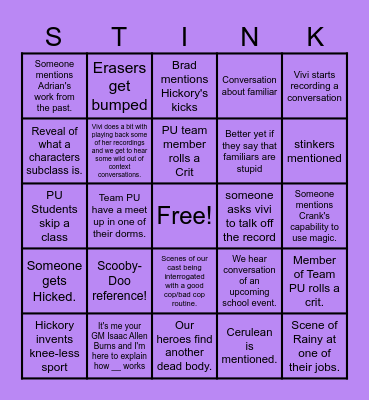 Polaris University Episode 2~! Bingo Card