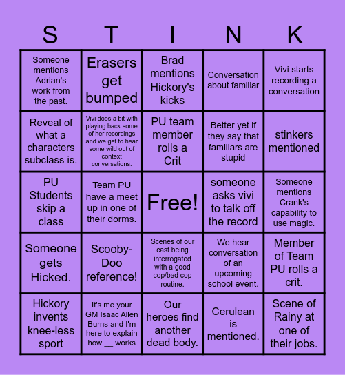 Polaris University Episode 2~! Bingo Card