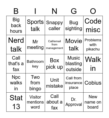 Office Bingo 10 Bingo Card
