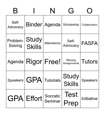 AVID Bingo Card