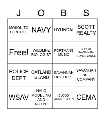 CAREER DAY Bingo Card