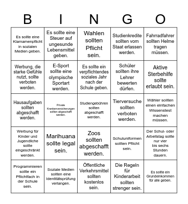 Dein Senf dazu geben Bingo Card